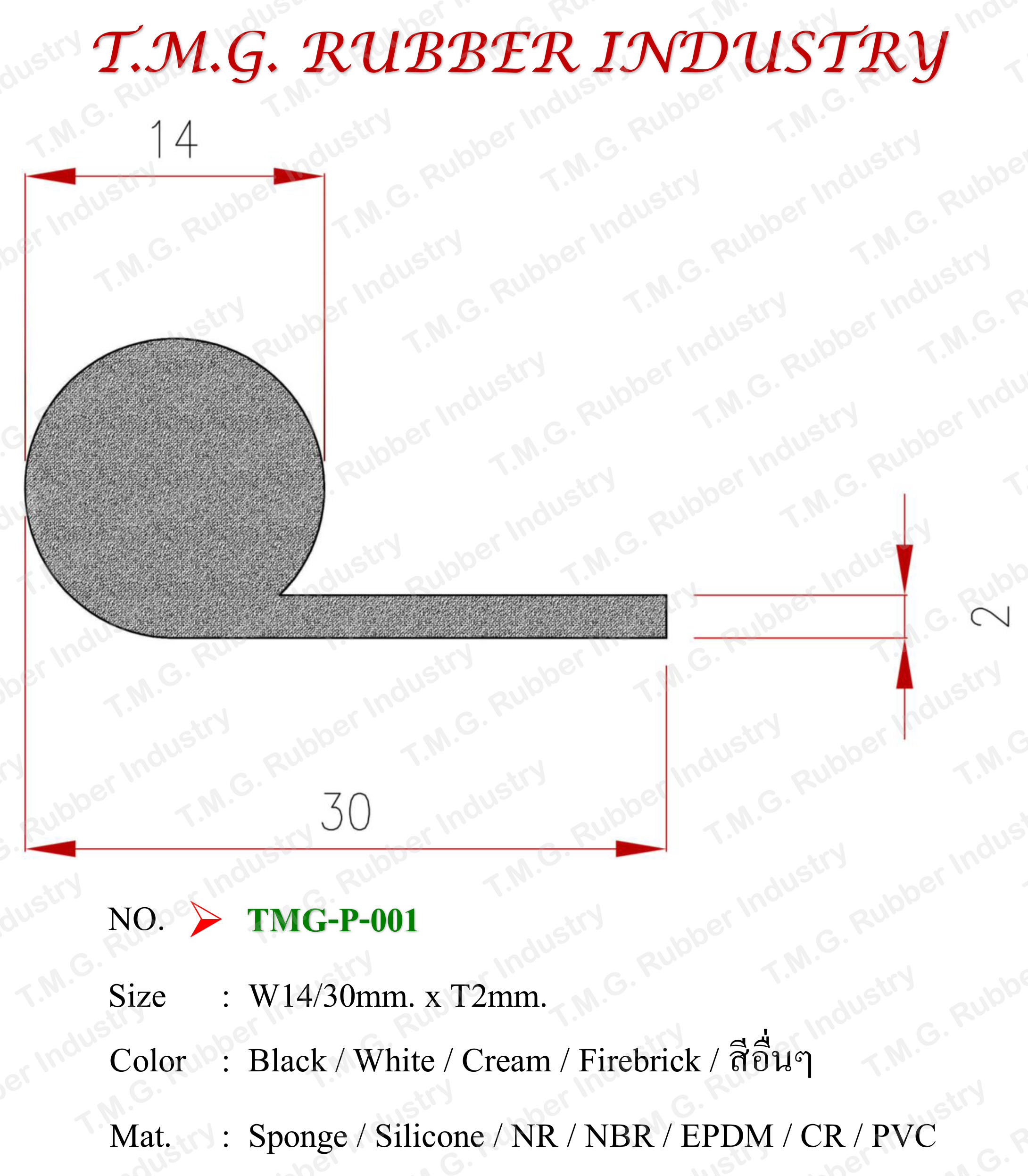 แบบหน้าตัดซีลยาง P - Prefile ( Sponge )